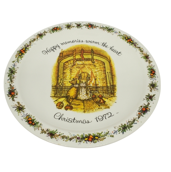 Vtg Christmas 10" Porcelain Plate Commemorative Edition 1972 Holly Hobbie USA - Picture 2 of 10